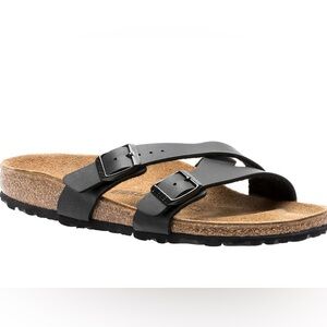 Birkenstock sandals black faux leather two straps cross over sandals EU size 40